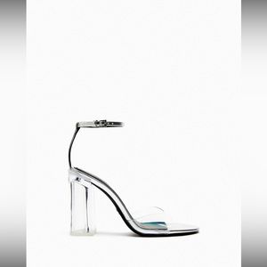 Zara Wide Heeled Vinyl Sandals